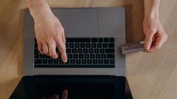 A laptop and a credit card