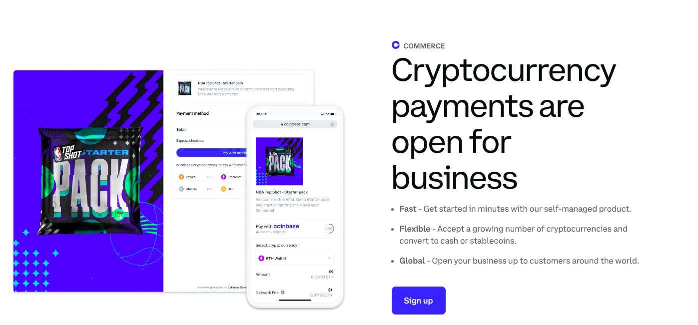 Coinbase landing page