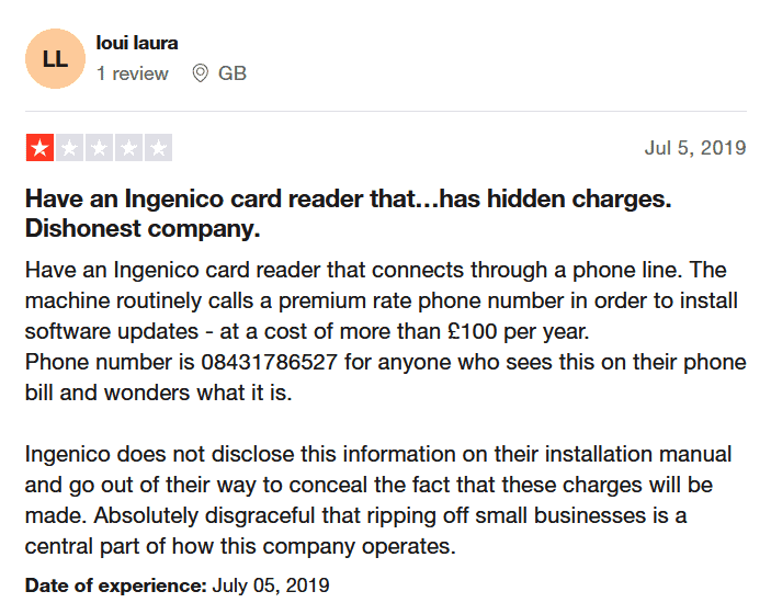 Ingenico Card Machines Negative Review