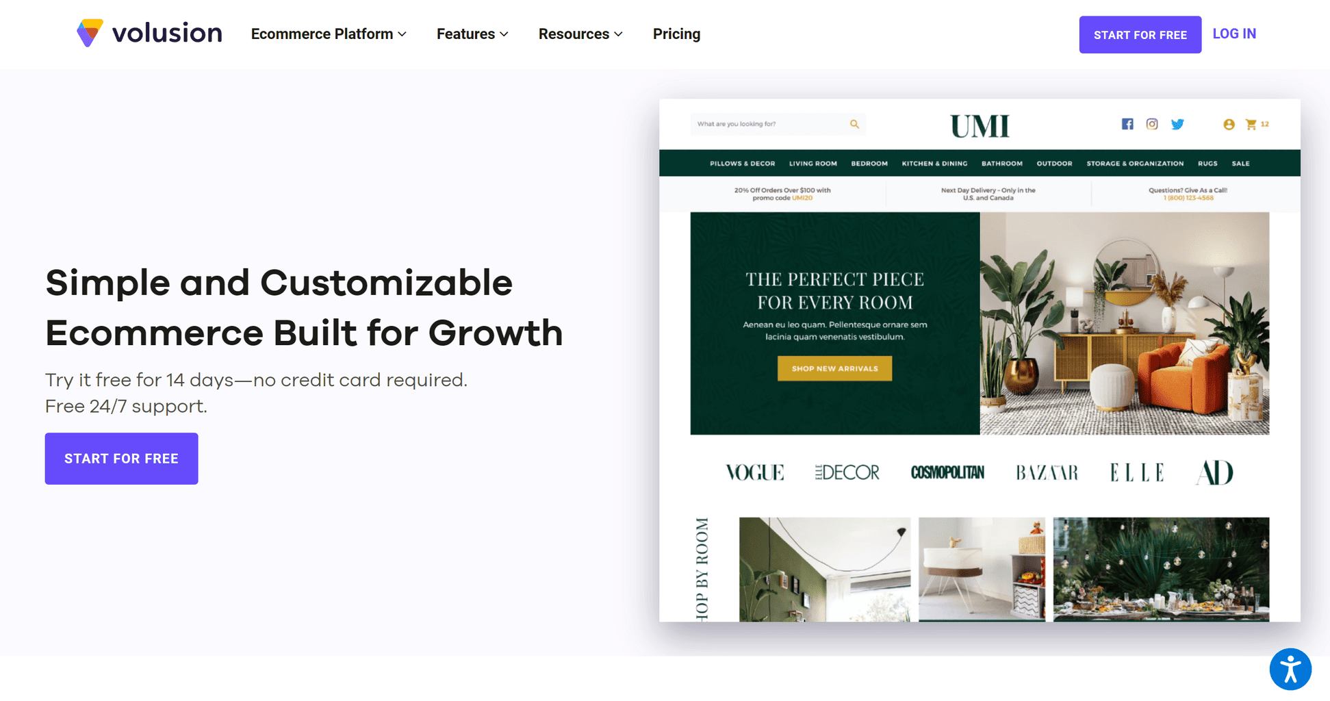 Volusion Landing Page