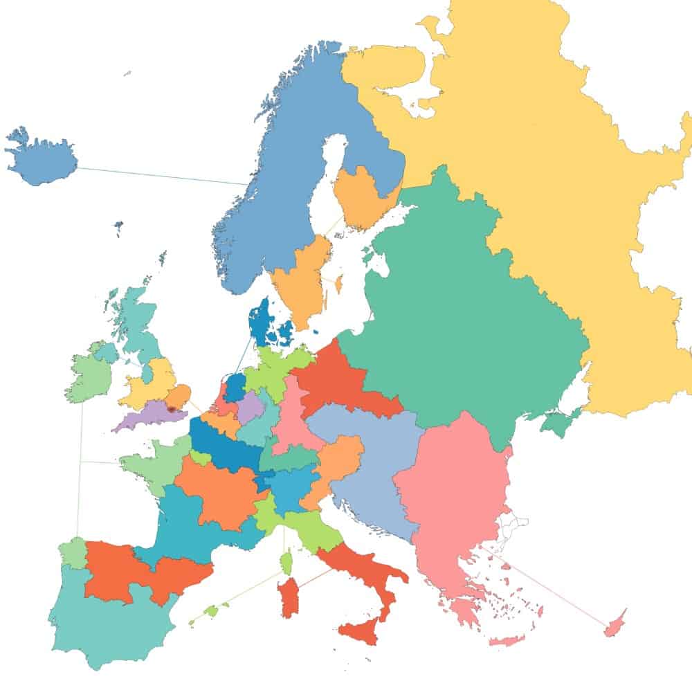 Europe Divided Into Areas With An Economy Equal In Size To London