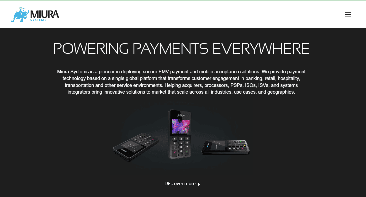 Miura Systems landing page