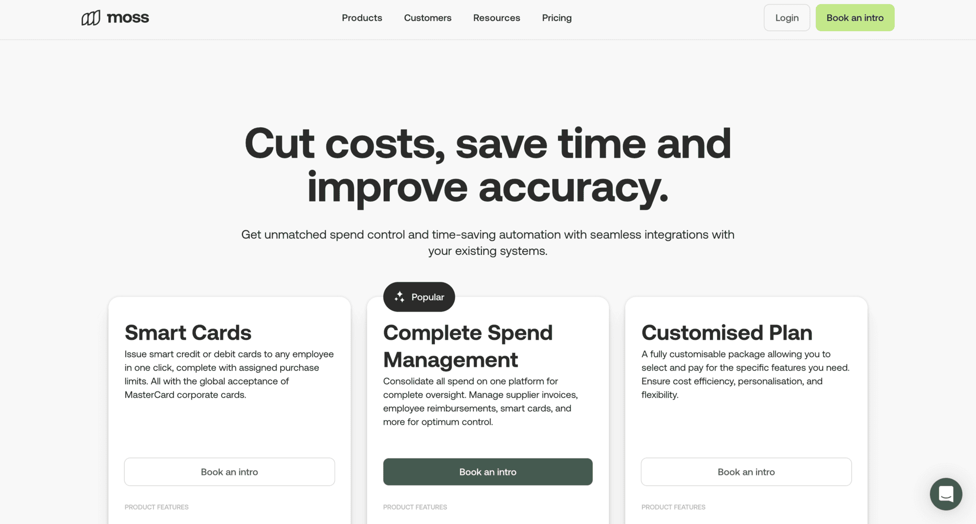 Moss prices and fees 