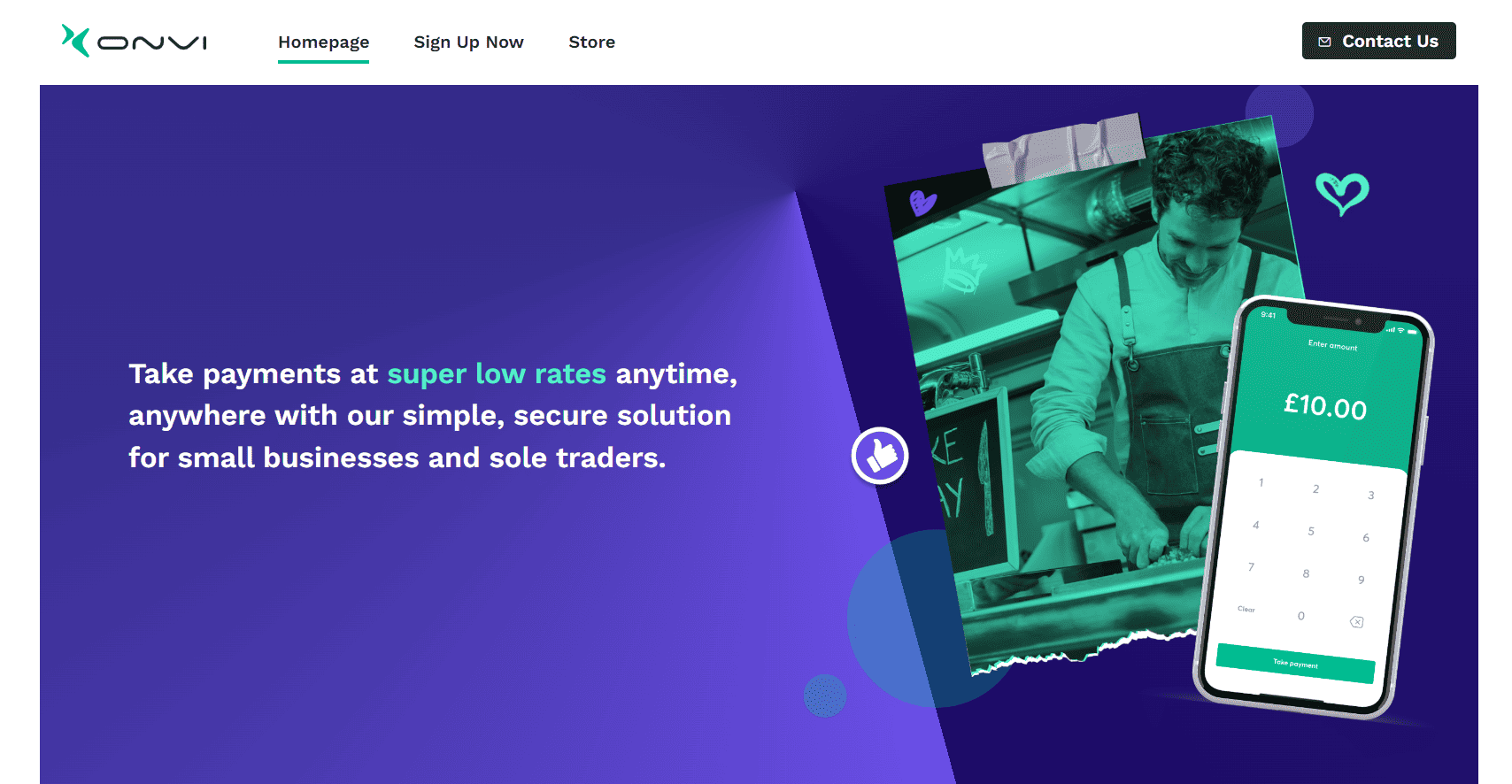 Onvi landing page