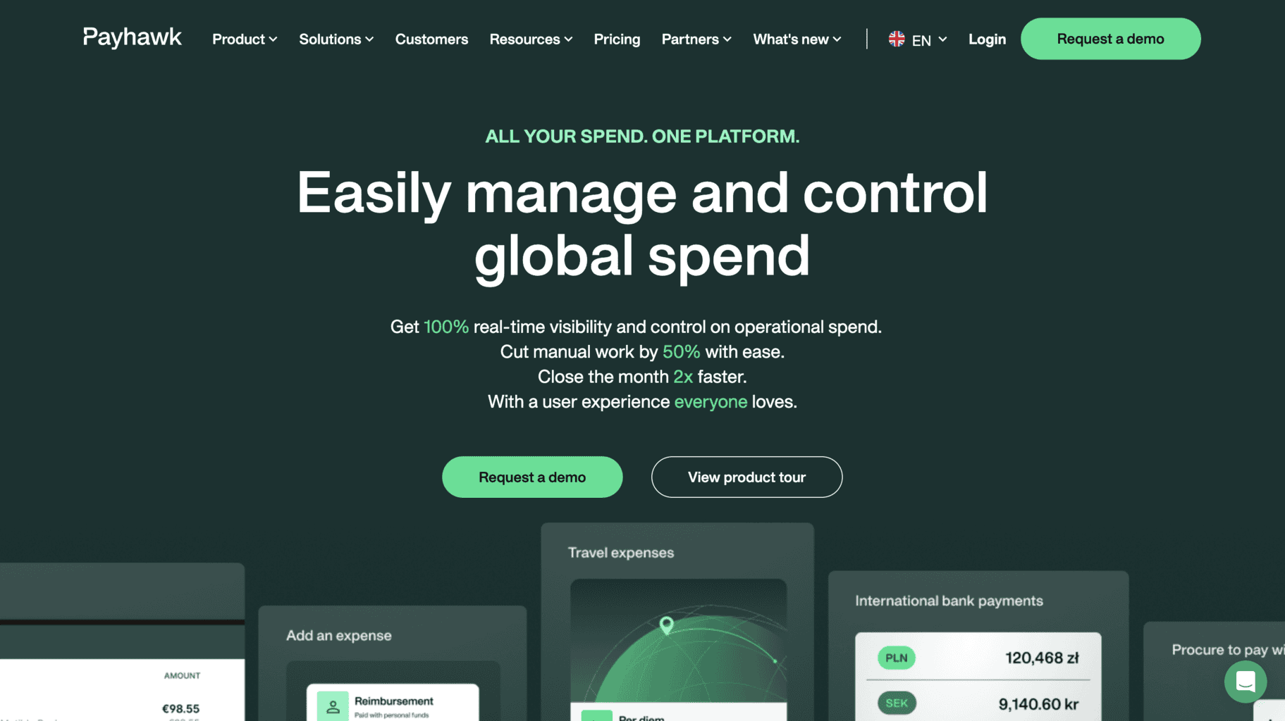 Payhawk landing page