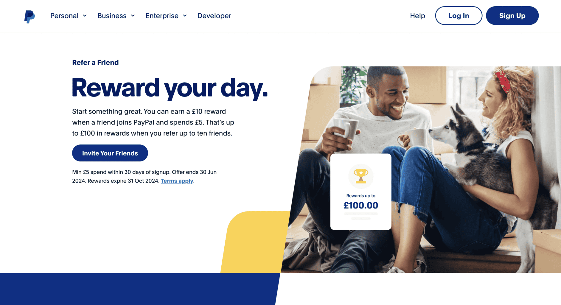 PayPal landing page