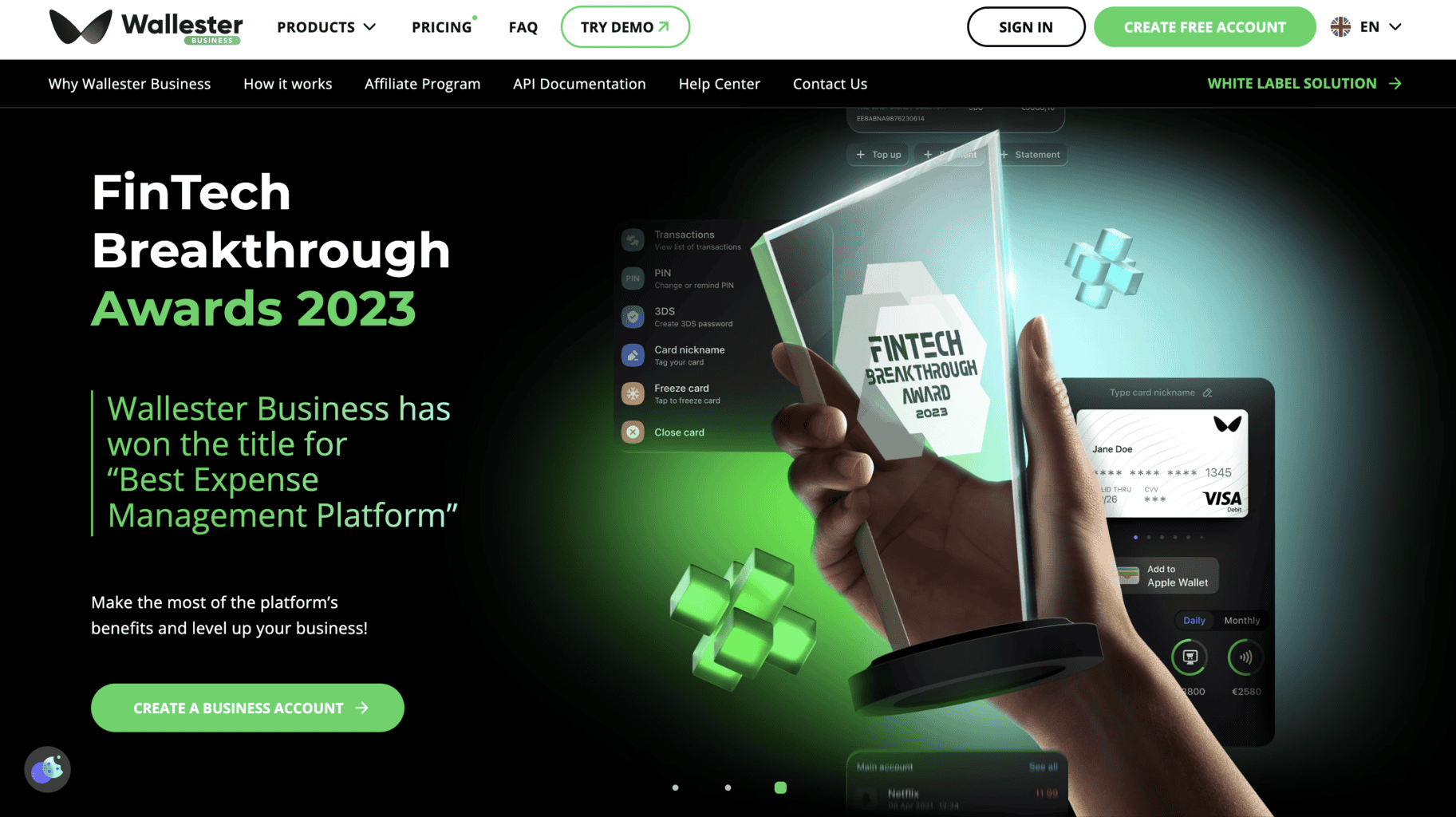Wallester Business landing page